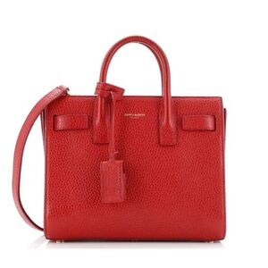 Saint Laurent Sac de Jour NM Bag in Grained Leather Nano Red